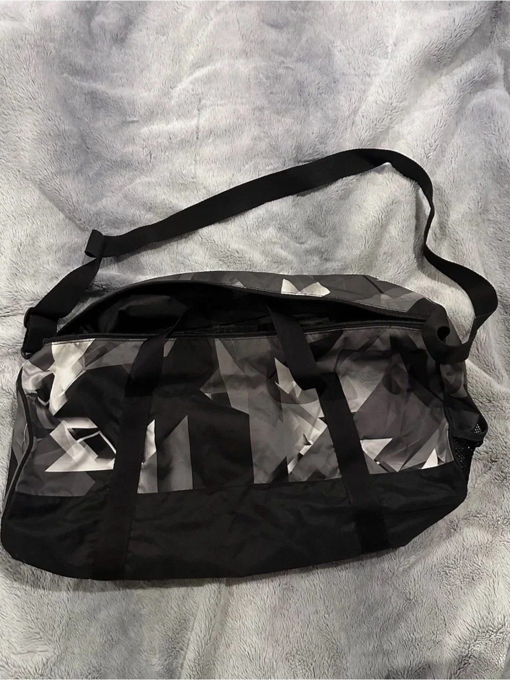 Under Armour Black and Gray Geometric Men's Duffel Bag Adjustable Strap